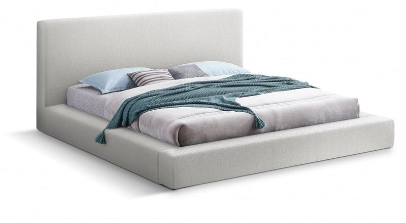 Terra Boucle Fabric Queen Bed Cream - Gate FurnitureQueen Bed