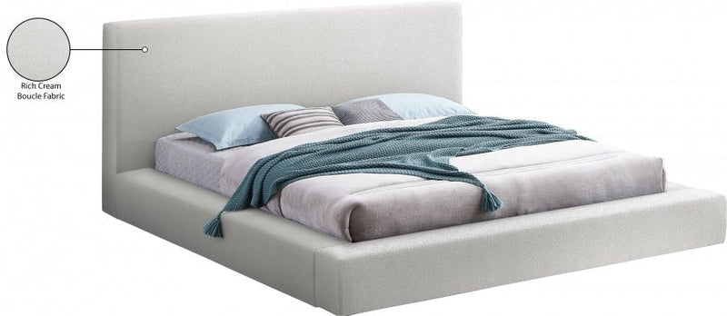 Terra Boucle Fabric Queen Bed Cream - Gate FurnitureQueen Bed