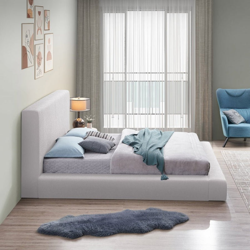 Terra Boucle Fabric Queen Bed Cream - Gate FurnitureQueen Bed