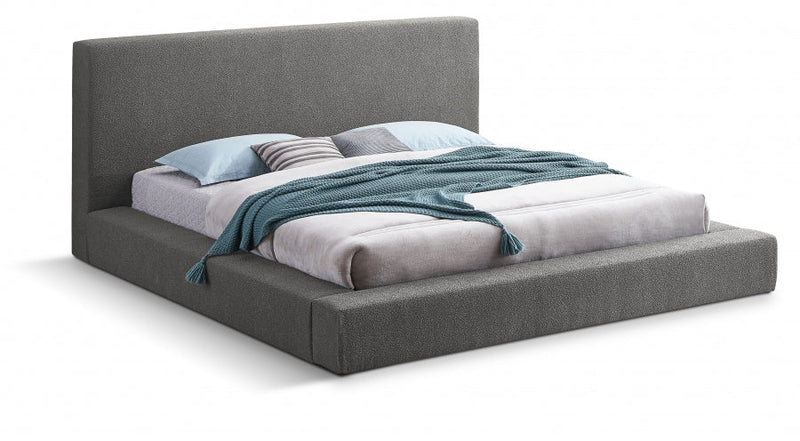 Terra Boucle Fabric Queen Bed Grey - Gate FurnitureQueen Bed