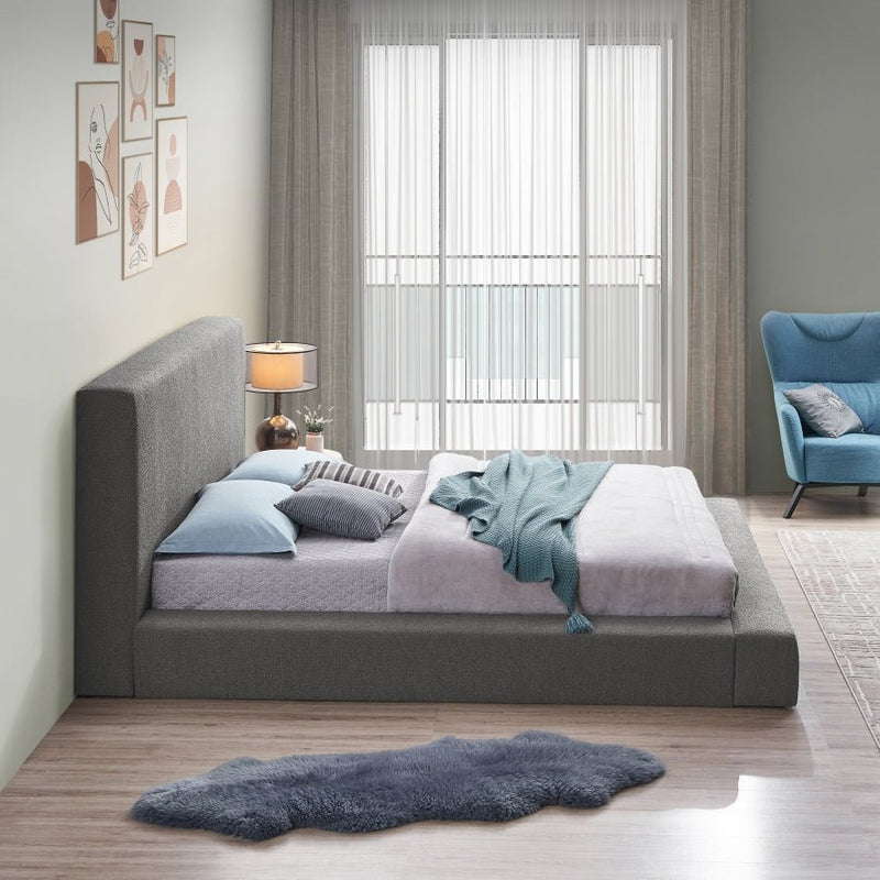 Terra Boucle Fabric Queen Bed Grey - Gate FurnitureQueen Bed
