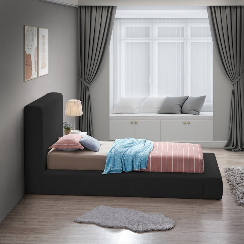 Terra Boucle Fabric Twin Bed Black - Gate FurnitureTwin Bed