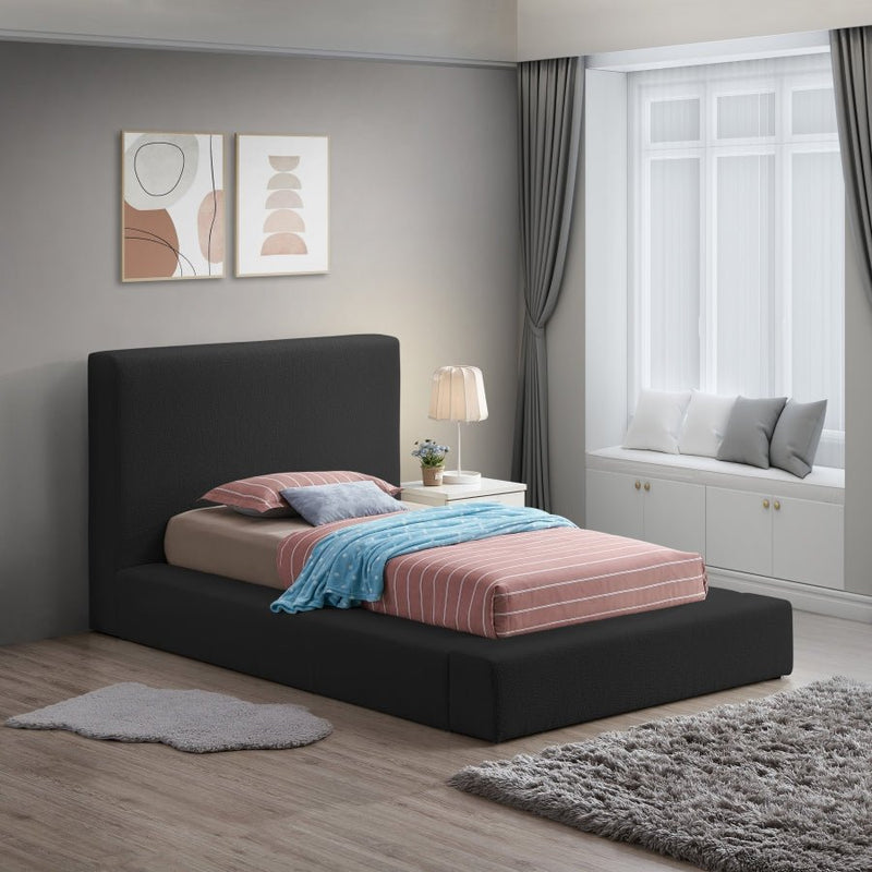 Terra Boucle Fabric Twin Bed Black - Gate FurnitureTwin Bed