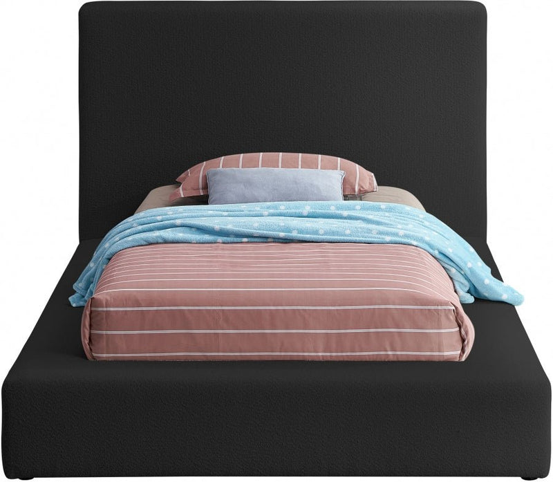 Terra Boucle Fabric Twin Bed Black - Gate FurnitureTwin Bed