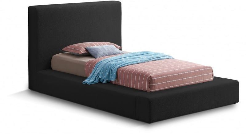 Terra Boucle Fabric Twin Bed Black - Gate FurnitureTwin Bed