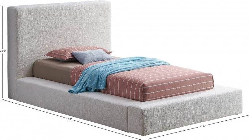 Terra Boucle Fabric Twin Bed Cream - Gate FurnitureTwin Bed
