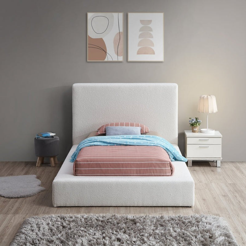 Terra Boucle Fabric Twin Bed Cream - Gate FurnitureTwin Bed