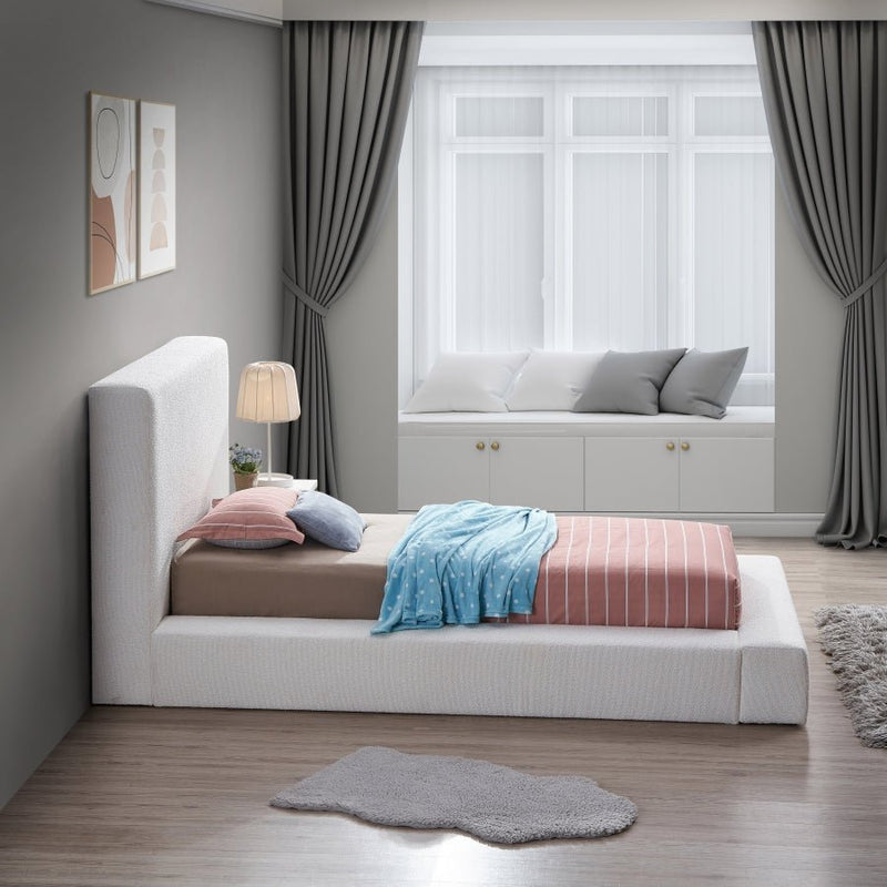 Terra Boucle Fabric Twin Bed Cream - Gate FurnitureTwin Bed
