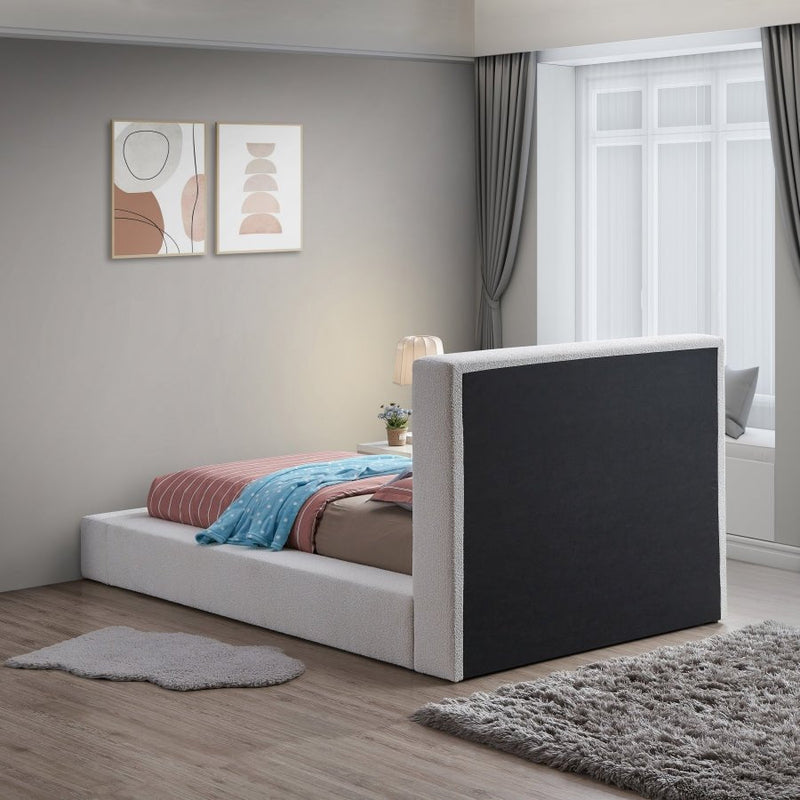 Terra Boucle Fabric Twin Bed Cream - Gate FurnitureTwin Bed
