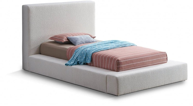 Terra Boucle Fabric Twin Bed Cream - Gate FurnitureTwin Bed
