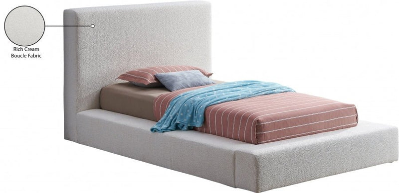 Terra Boucle Fabric Twin Bed Cream - Gate FurnitureTwin Bed