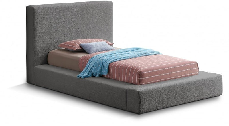 Terra Boucle Fabric Twin Bed Grey - Gate FurnitureTwin Bed