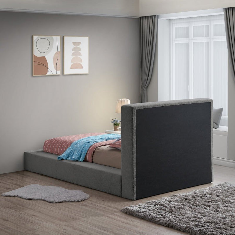 Terra Boucle Fabric Twin Bed Grey - Gate FurnitureTwin Bed