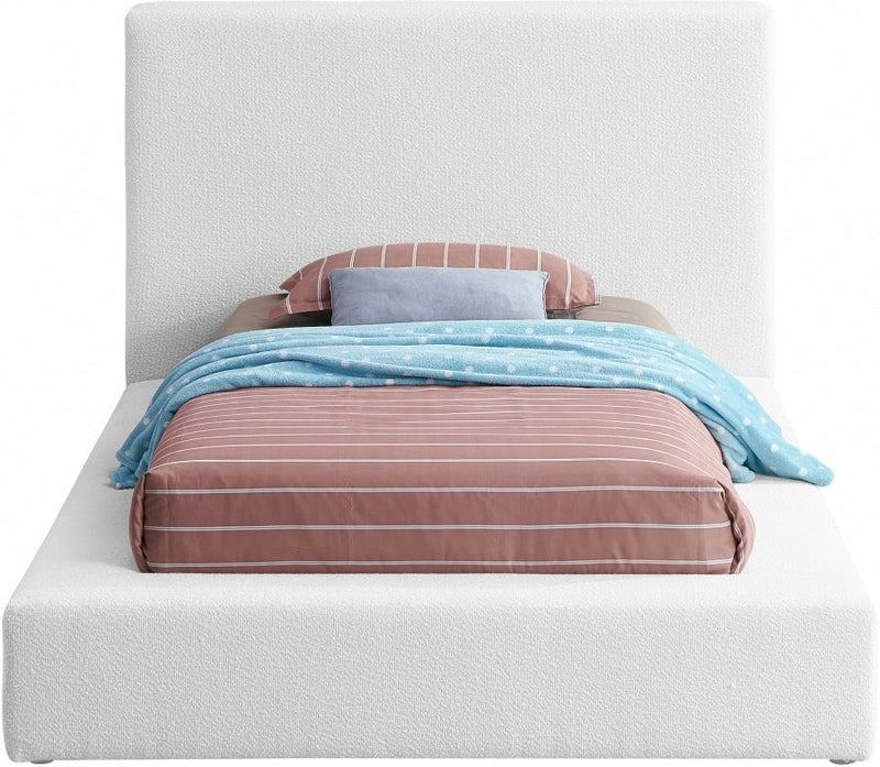 Terra Boucle Fabric Twin Bed White - Gate FurnitureTwin Bed