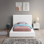 Terra Boucle Fabric Twin Bed White - Gate FurnitureTwin Bed