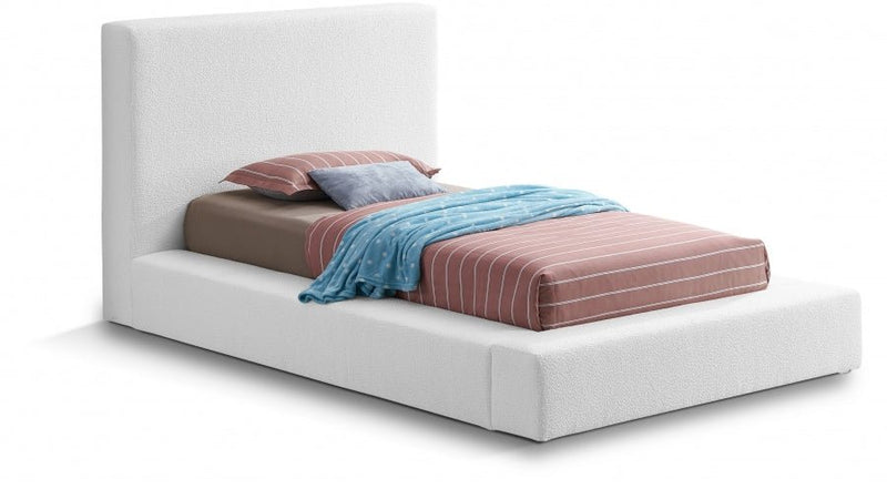 Terra Boucle Fabric Twin Bed White - Gate FurnitureTwin Bed