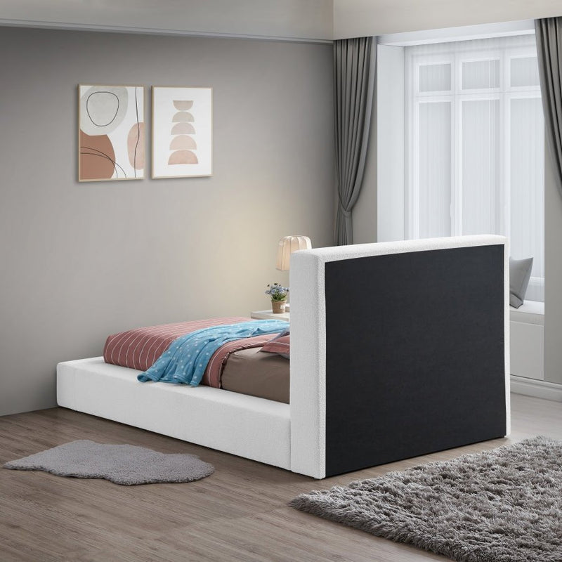 Terra Boucle Fabric Twin Bed White - Gate FurnitureTwin Bed
