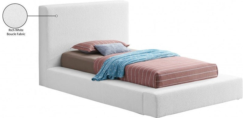 Terra Boucle Fabric Twin Bed White - Gate FurnitureTwin Bed
