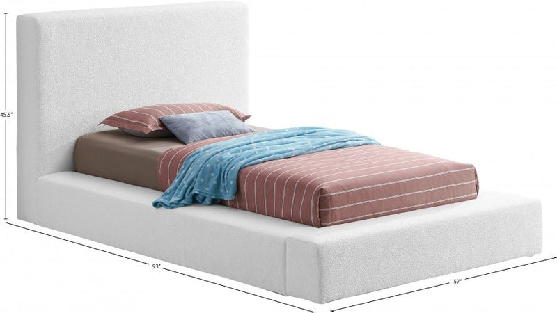 Terra Boucle Fabric Twin Bed White - Gate FurnitureTwin Bed