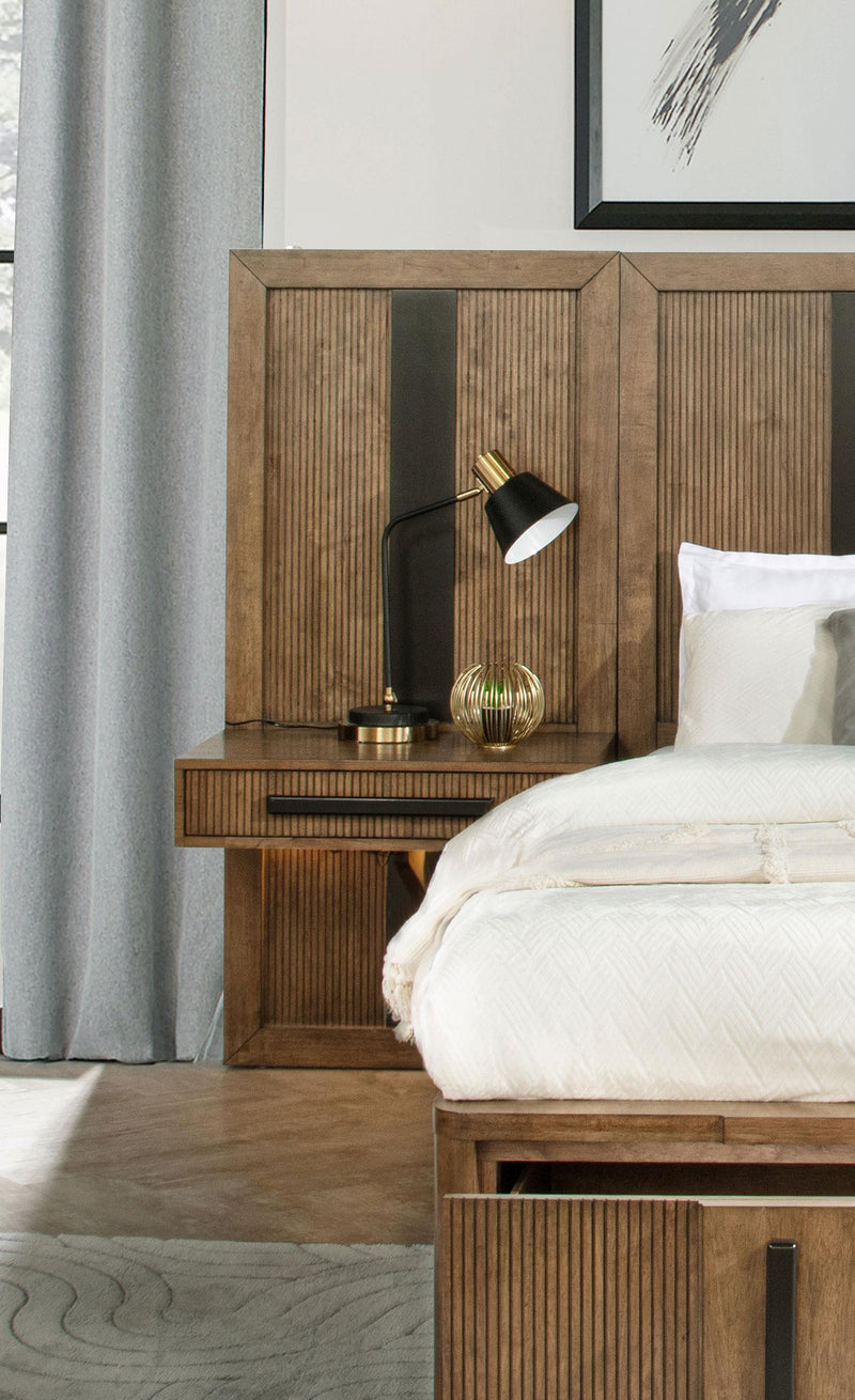 Terrace Queen Wall Panel Storage Bed Ash Brown - 224900Q-S3P