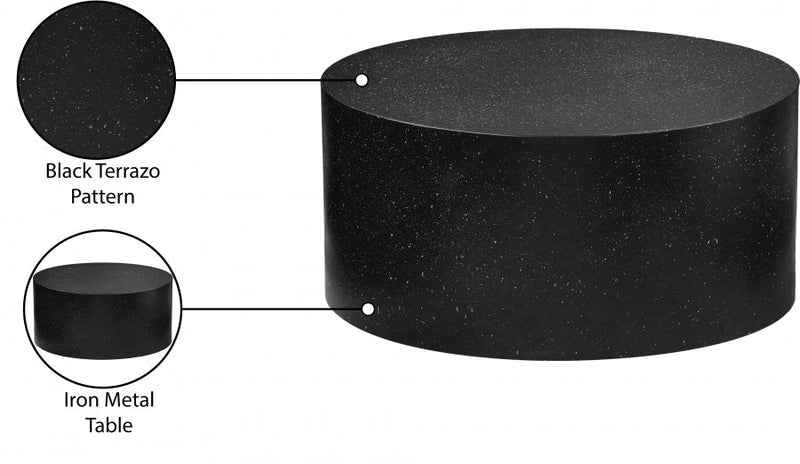 Terrazzo Terrazzo Pattern Iron Coffee Table in Black - 237Black-C