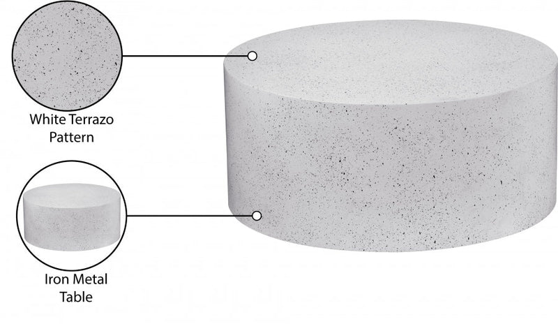 Terrazzo Terrazzo Pattern Iron Coffee Table in White - 237White-C