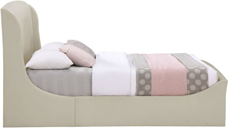 Tess Velvet King Bed (3 Boxes) Cream - Gate FurnitureKing Bed