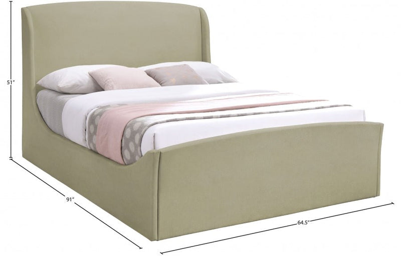 Tess Velvet Queen Bed (3 Boxes) Beige - Gate FurnitureQueen Bed