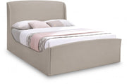 Tess Velvet Queen Bed (3 Boxes) Beige - Gate FurnitureQueen Bed