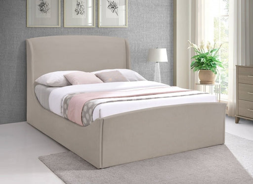 Tess Velvet Queen Bed (3 Boxes) Beige - Gate FurnitureQueen Bed