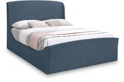 Tess Velvet Queen Bed (3 Boxes) Blue - Gate FurnitureQueen Bed