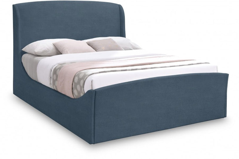 Tess Velvet Queen Bed (3 Boxes) Blue - Gate FurnitureQueen Bed