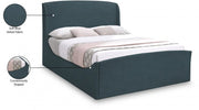 Tess Velvet Queen Bed (3 Boxes) Blue - Gate FurnitureQueen Bed