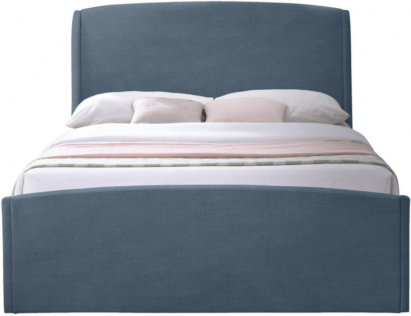 Tess Velvet Queen Bed (3 Boxes) Blue - Gate FurnitureQueen Bed