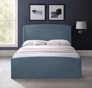Tess Velvet Queen Bed (3 Boxes) Blue - Gate FurnitureQueen Bed
