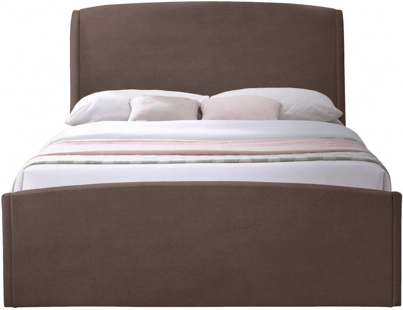Tess Velvet Queen Bed (3 Boxes) Brown - Gate FurnitureQueen Bed
