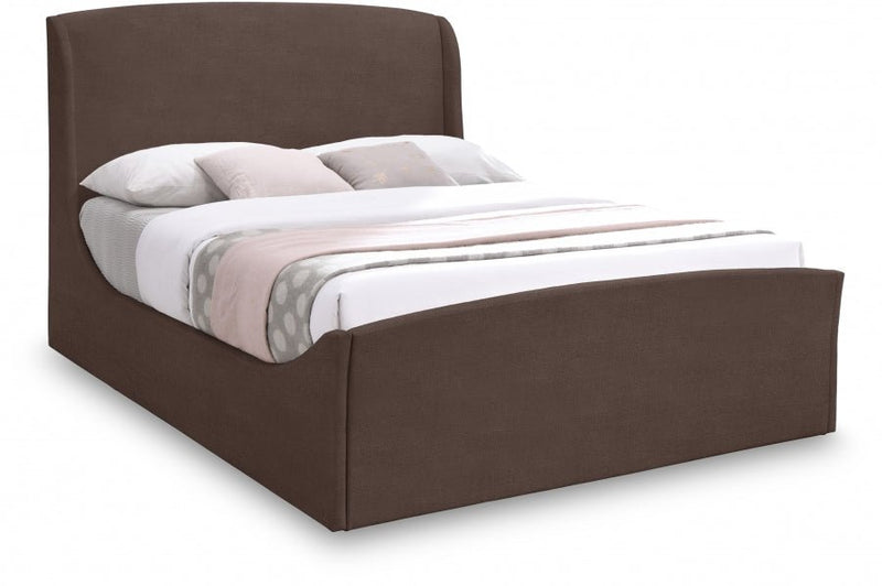 Tess Velvet Queen Bed (3 Boxes) Brown - Gate FurnitureQueen Bed