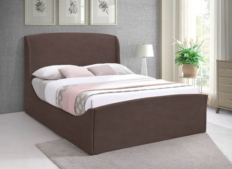 Tess Velvet Queen Bed (3 Boxes) Brown - Gate FurnitureQueen Bed