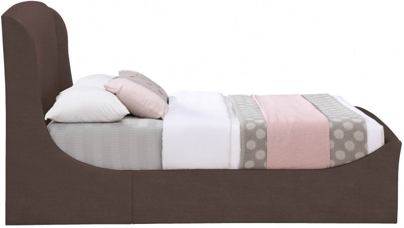 Tess Velvet Queen Bed (3 Boxes) Brown - Gate FurnitureQueen Bed