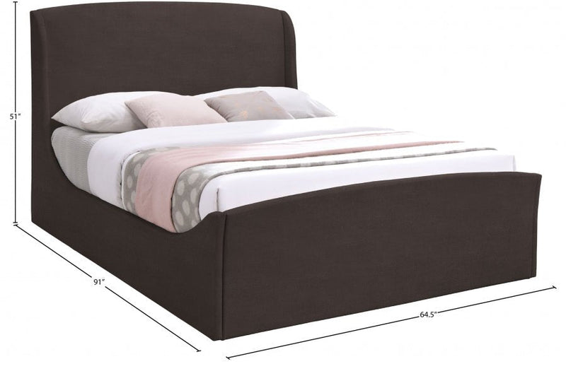 Tess Velvet Queen Bed (3 Boxes) Brown - Gate FurnitureQueen Bed