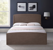 Tess Velvet Queen Bed (3 Boxes) Brown - Gate FurnitureQueen Bed