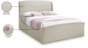 Tess Velvet Queen Bed (3 Boxes) Cream - Gate FurnitureQueen Bed