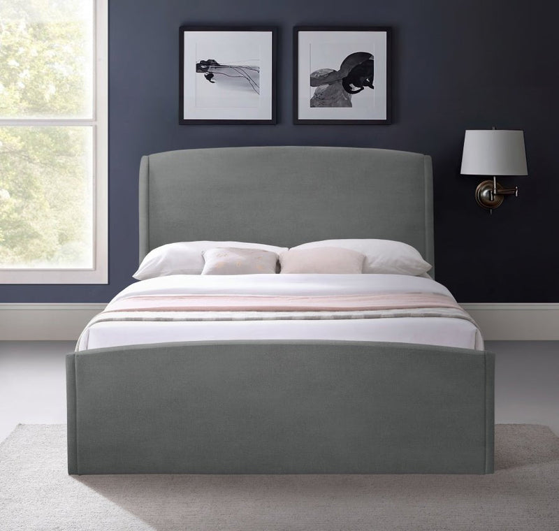 Tess Velvet Queen Bed (3 Boxes) Grey - Gate FurnitureQueen Bed