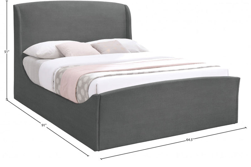 Tess Velvet Queen Bed (3 Boxes) Grey - Gate FurnitureQueen Bed