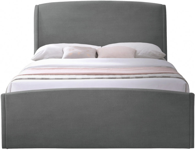 Tess Velvet Queen Bed (3 Boxes) Grey - Gate FurnitureQueen Bed
