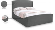 Tess Velvet Queen Bed (3 Boxes) Grey - Gate FurnitureQueen Bed
