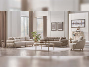Tetra San 4-pieces (2 Sofa & 2 Chair) Livingroom in Brown - Cream - 200-SAN-TET-BRO-CRE-3311