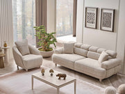 Tetra San 4-pieces (2 Sofa & 2 Chair) Livingroom in Brown - Cream - 200-SAN-TET-BRO-CRE-3311