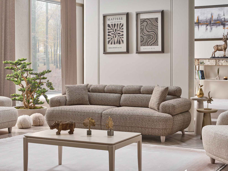 Tetra San 4-pieces (2 Sofa & 2 Chair) Livingroom in Brown - Cream - 200-SAN-TET-BRO-CRE-3311