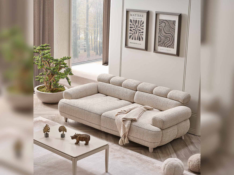 Tetra San 4-pieces (2 Sofa & 2 Chair) Livingroom in Brown - Cream - 200-SAN-TET-BRO-CRE-3311